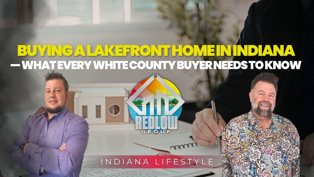 Buying lakefront home White County Indiana — Lake Shafer dock and shoreline